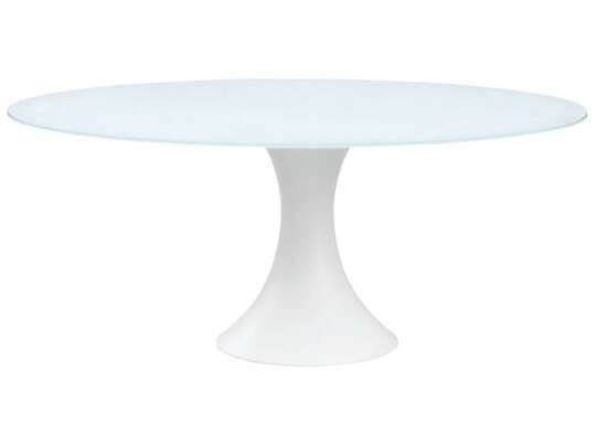 rundt spisebord i hvit aluminium