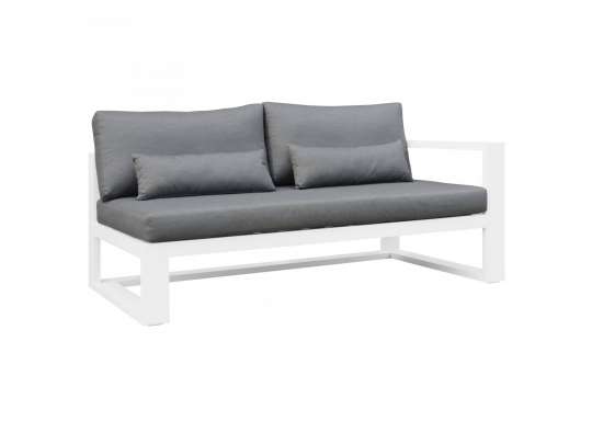 Gardenart toseter sofa i hvit/grå med armlene på høyre side