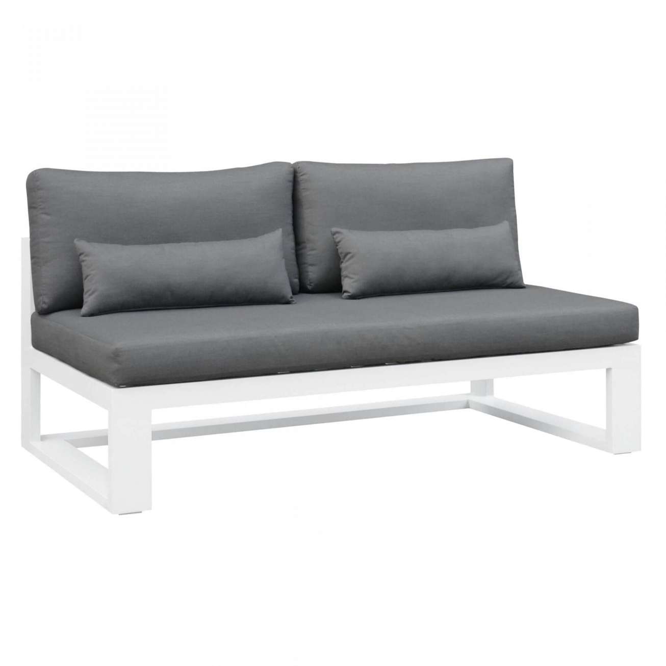 Gardenart 2 seters sofa i grå teksti og hvit ramme og uten armlener