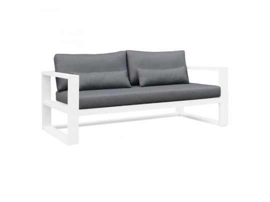 Gardenart toseter sofa med armlener med hvit aluminium og mørkegrå tekstil
