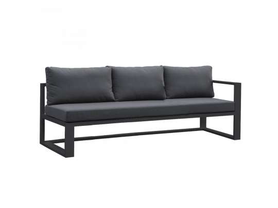 Gardenart treseter sofa i sort farge med armlene på høyre side