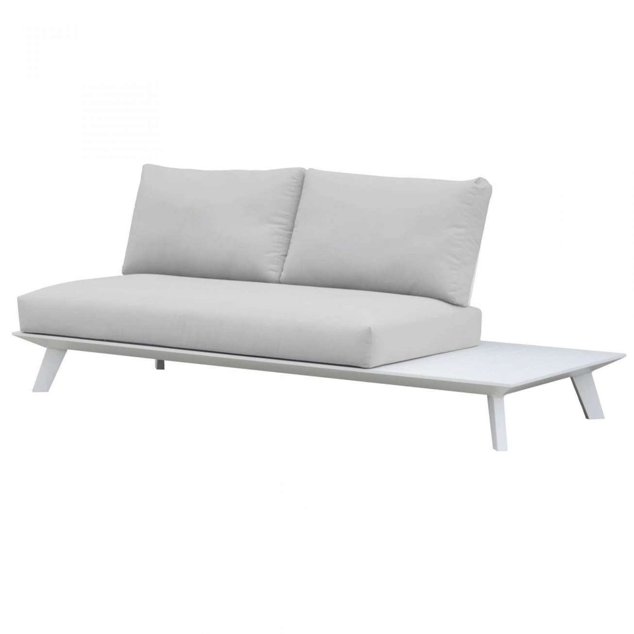 Gardenart toseter utesofa i alumimium - hvit toseter sofa med sidebord i hvit