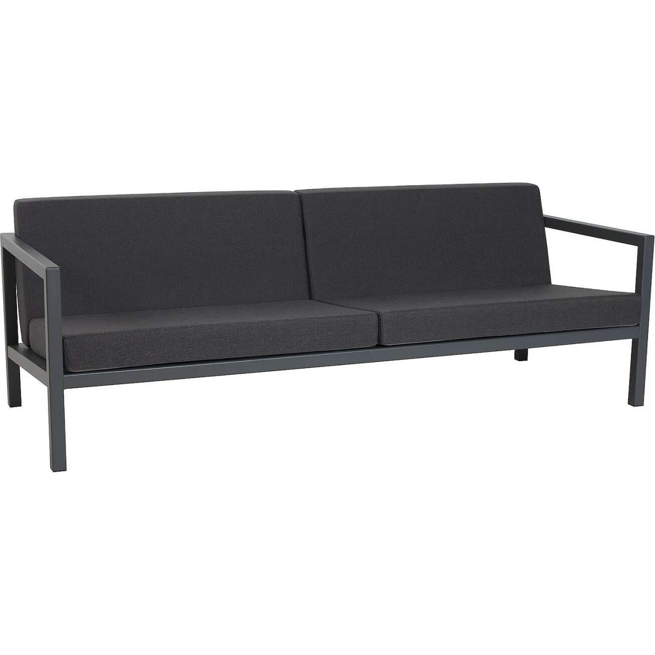 Sundays Frame 3-seter sofa i mørk grå aluminium med svarte puter