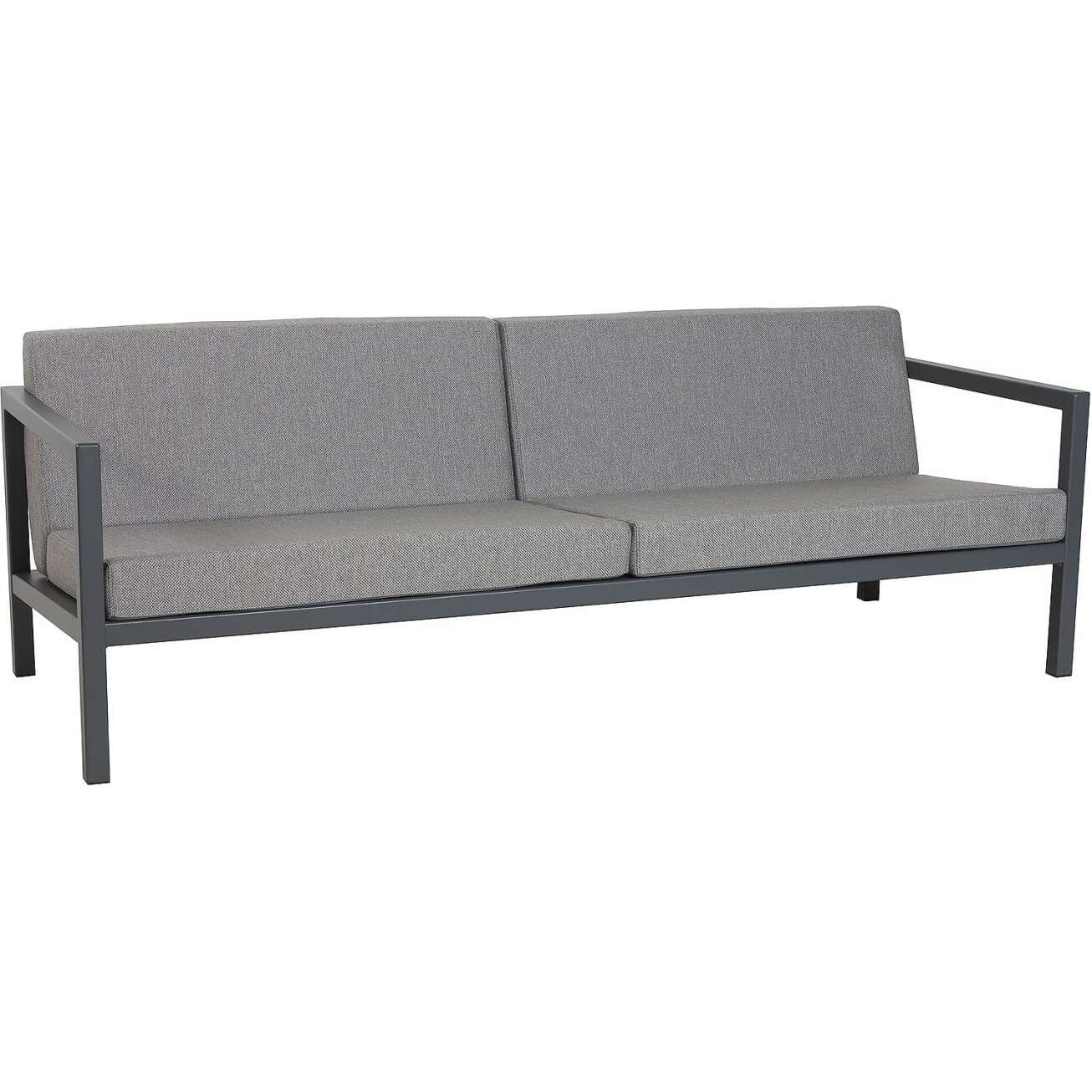Sundays Frame 3-seter sofa i svart aluminium med grå puter