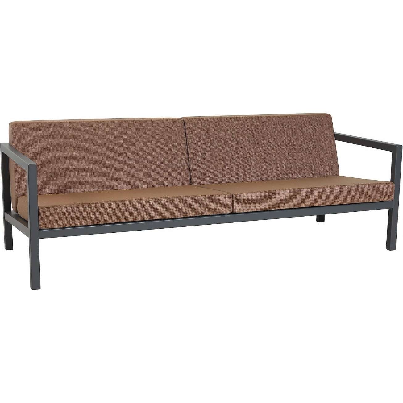 Sundays Frame 3-seter sofa i sort aluminium med brune puter