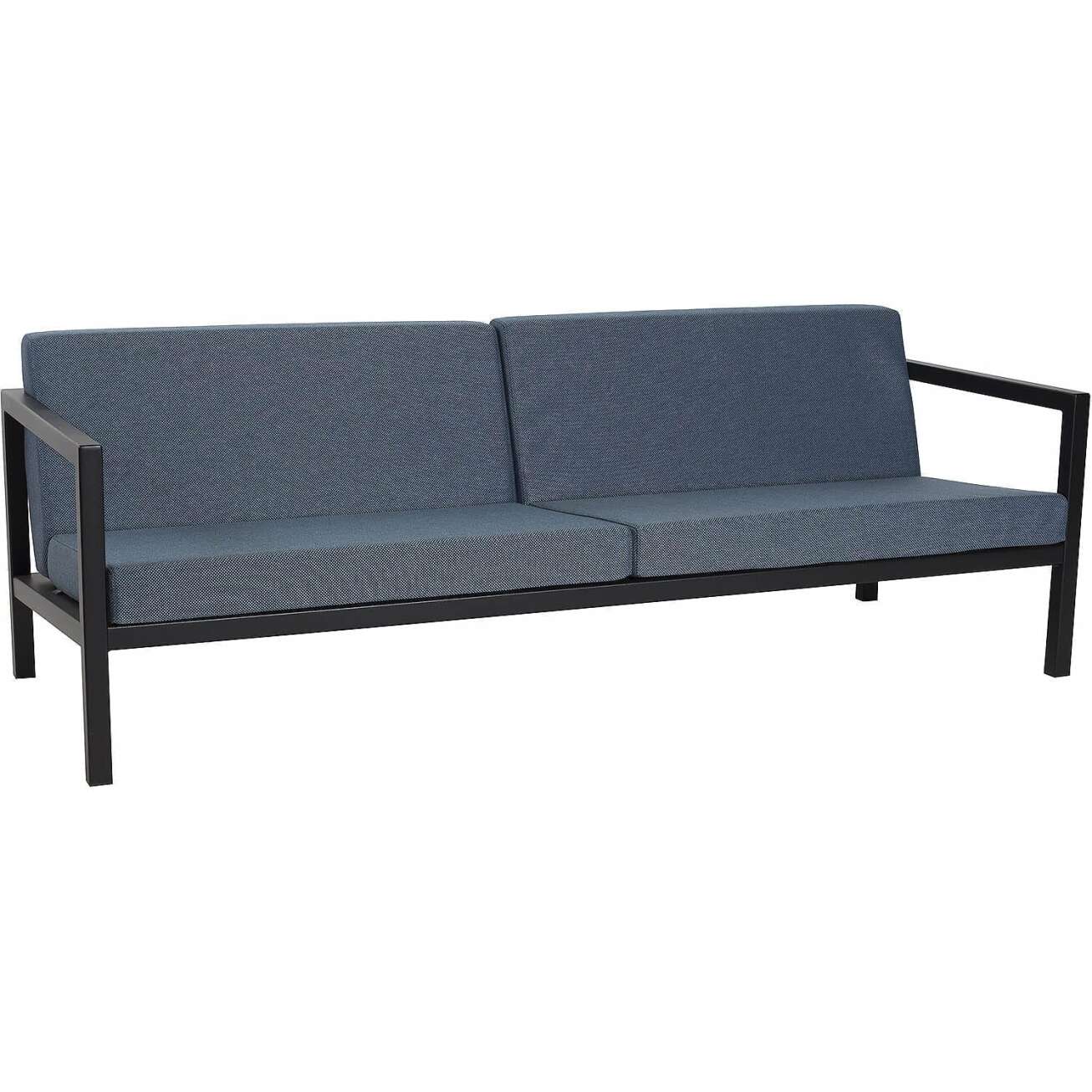 Sundays Frame 3-seter sofa i sort aluminium med gråblå puter
