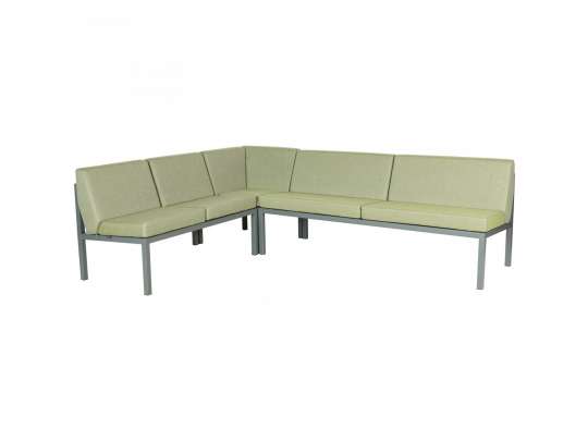 Sundays Frame Multi sofa hjørnegruppe i mørkgrå aluminium med grønne puter