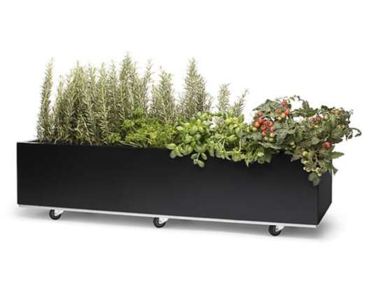 Plantekasse I Sort 120x60x25 Cm Med Bunn Og Hjul (40-012s) Hagemøbler og utemøbler - Fine design