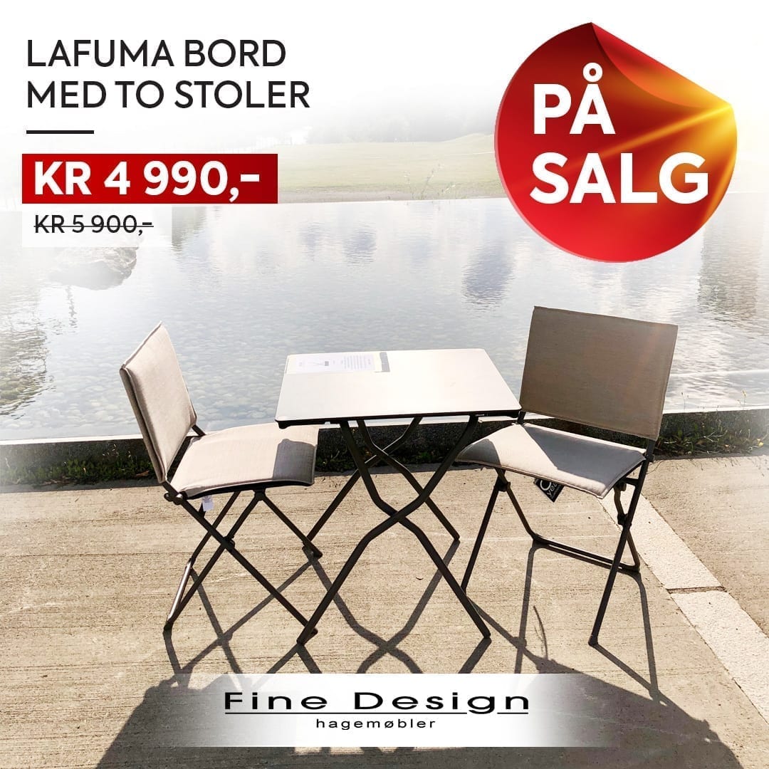 Salg på Lafuma hagebord med to stoler hos Fine Design