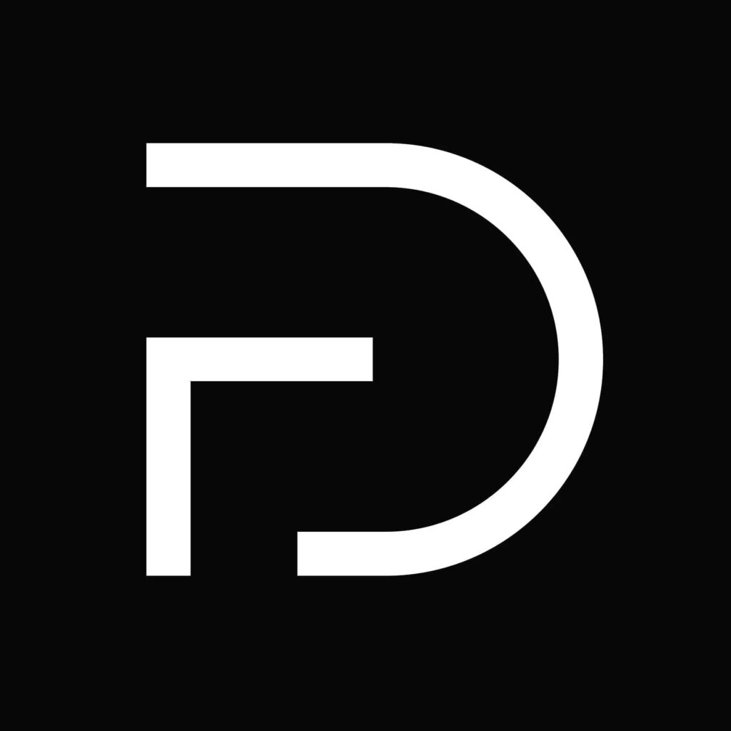 Fine Design Hagemøbler logo hvit med sort bakgrunn 