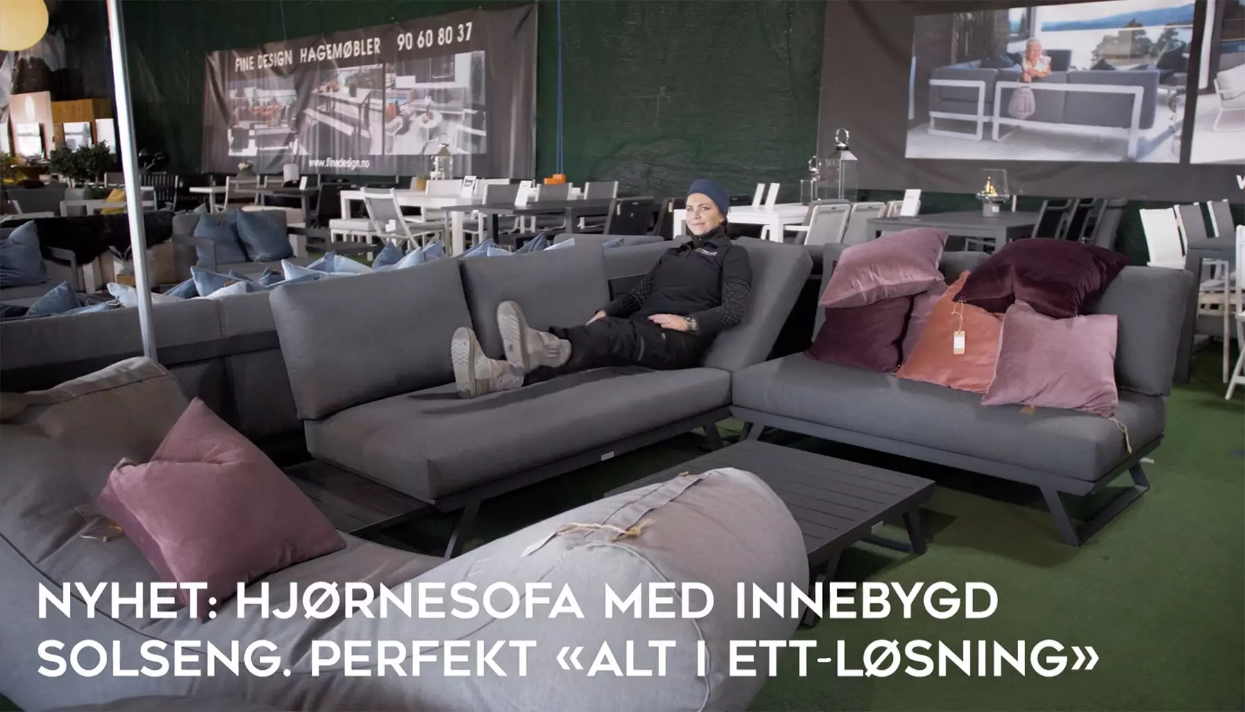 Hjørnesofa-med-innebygd-solseng Hagemøbler og utemøbler - Fine design