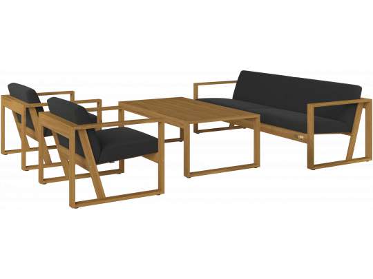 Core hagsofagruppe i tre med stoler og bord fra Sundays Design utemøbler - får du hos Fine Design Hagemøbler