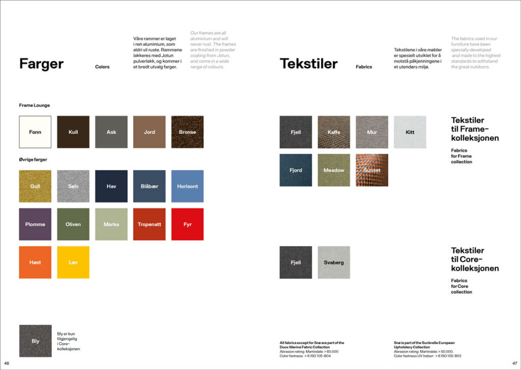 Sundays Design katalog-2022 Farger og tekstiler