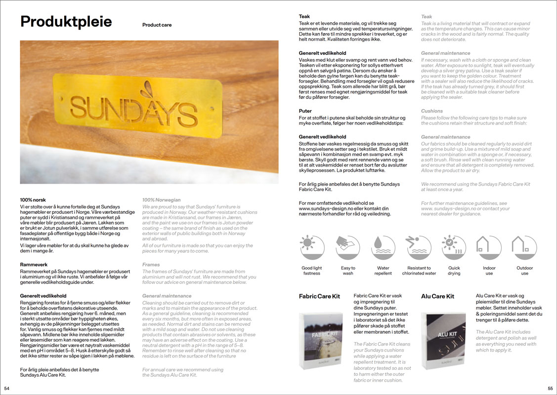 Sundays Design katalog 2022 - Produktpleie