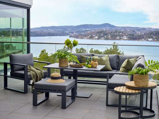 fine design hjørnesofa med spisebord hagemøbler