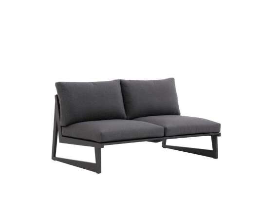 Gardenart toseter sofa i sort aluminium med sorte puter (100302sort)
