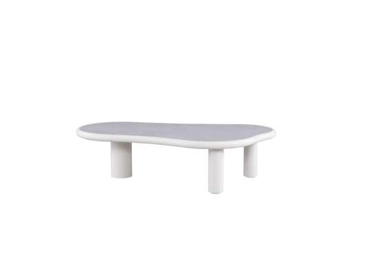 Gardenart sofabord med organisk form og steinplate. Hvit (100646hvit)