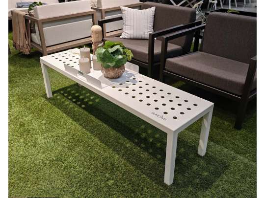 Sundays Design hagebenk i hvit aluminium