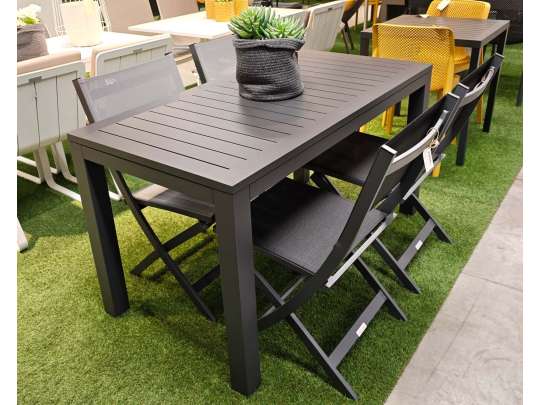 Gardenart hagebord i aluminium 140x70x76 i sort med fire ben