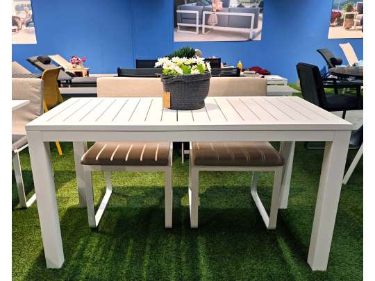 Gardenart hagebord i hvit aluminium 140x70x76