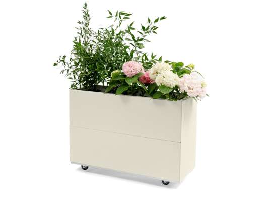 BEDD plantekasse i kalk 80x30h50 hos Fine Design med planter
