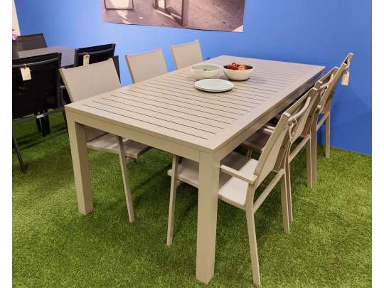 Beige Gardenart spisebord med ileggsplater beige fine design web